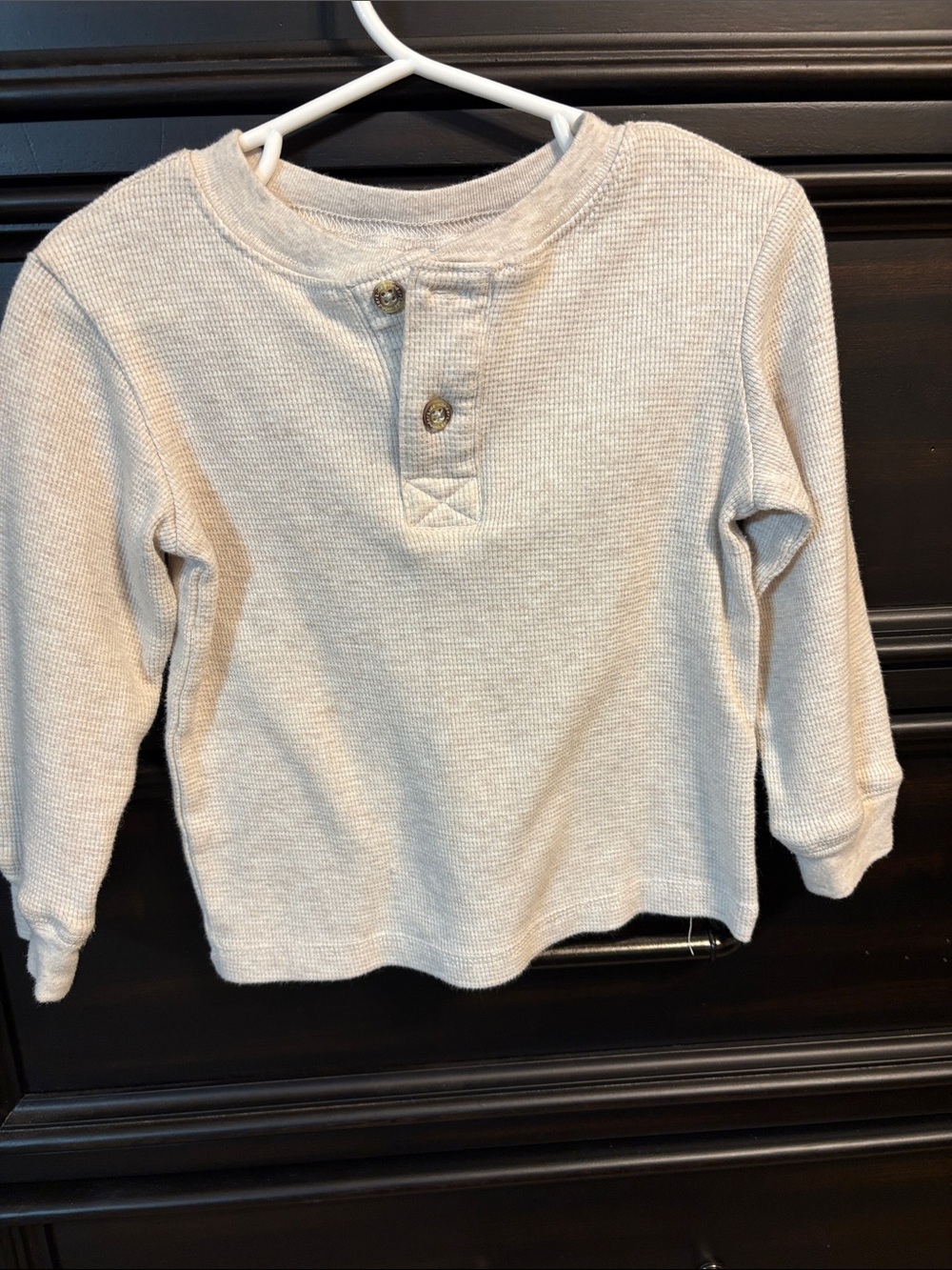 Wonderkids Cream Waffle-Knit Long Sleeve Henley